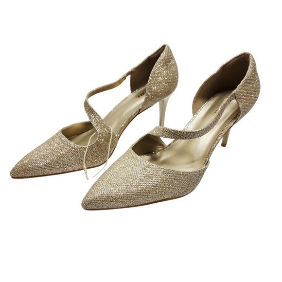 Zurin Glittery Pointed-Toe Heels Size 9.5 Champagne Sparkling Stilettos  Women - Picture 8 of 12